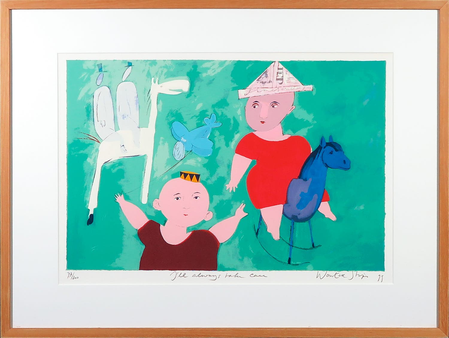 Wouter Stips - Zeefdruk, I'll always take care - Ingelijst verkocht voor € 50!