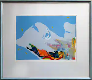 Ton van Kesteren - zeefdruk - abstracte compositie - ontspiegeld ingelijst - 22364 vendu pour 55€ !