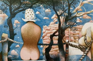 Nicolaas Wijnberg - kleurenlitho - 'Naakt op de kade' - 1982 kopen? Bied vanaf 99!