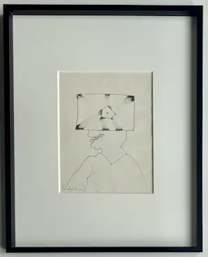 Lucebert - Oost-Indische inkt op papier | 'Tête Rectangulaire' | 1981 (INGELIJST) kaufen? Bieten Sie von 850!