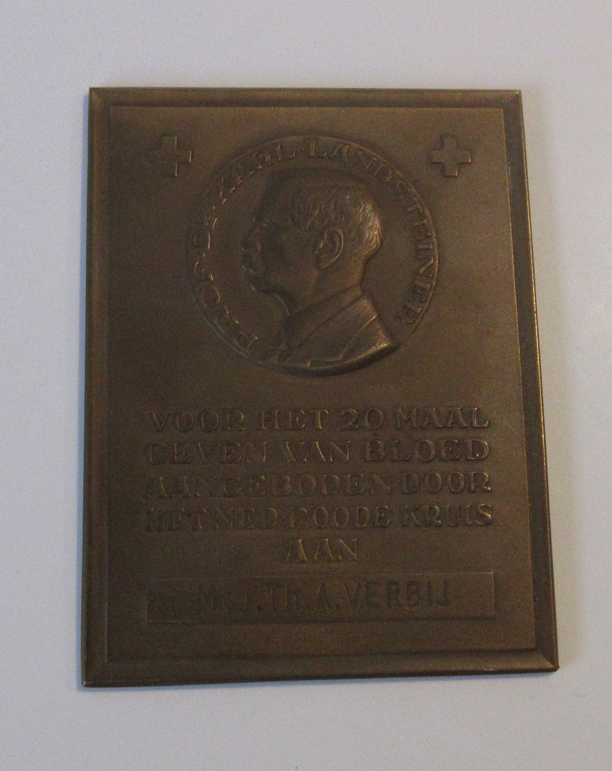Koninklijke Van Kempen & Begeer - Bronzen Karl Landsteiner Plaquette verkocht voor € 10!