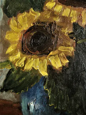 Niet of onleesbaar gesigneerd - omstreeks 1930 - impress. olieverf op hout - Zonnebloemen - gesigneerd kopen? Bied vanaf 1!