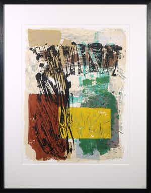 Bep Toscani - Zeefdruk, Z.T. Abstracte voorstelling - Ingelijst verkocht voor € 35!