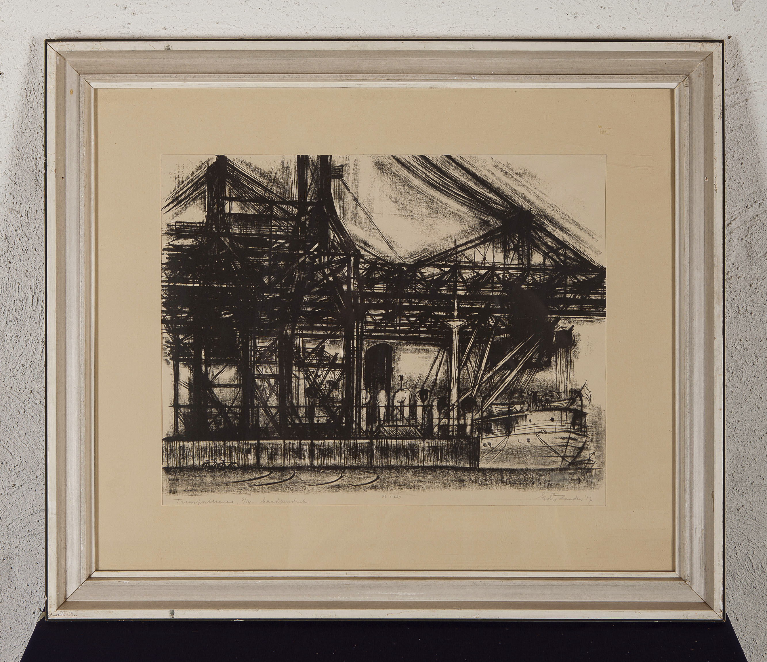 Eduard van Zanden -  Transportkranen Rotterdam - Houtsnede op papier - BKR Rotterdam kopen? Bied vanaf 10!