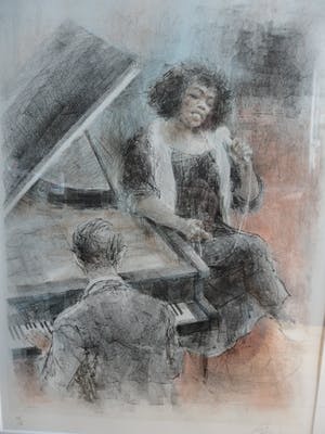 Piet Klaasse - Ingelijste litho , Sarah Vaughan – gesigneerd - 1992 kopen? Bied vanaf 80!