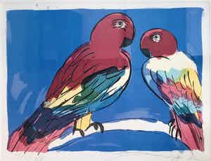 Walasse Ting - zonder titel maar met fraaie lijst! verkocht voor € 425!