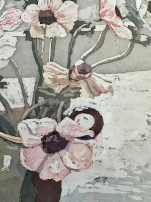 Marcel Schellekens - Kleur ets Roze anemonen in vaas, gesigneerd en ingelijst kopen? Bied vanaf 95!