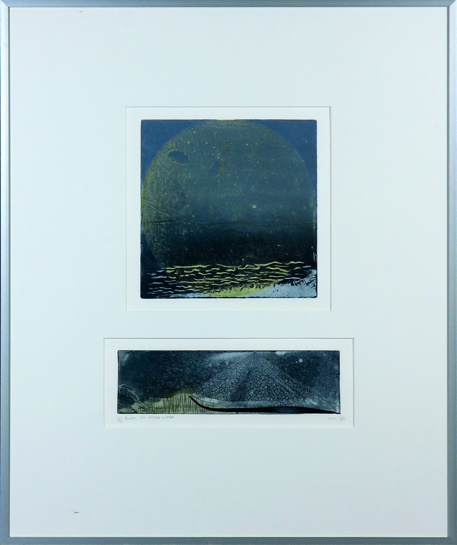 Sophie Noordam - Ets / aquatint, Boven en onder water - Ingelijst verkocht voor € 35!