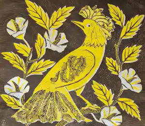 Jeanne Bieruma Oosting - houtsnede - tropische vogel - gesigneerd r.o. verkauft für € 349!
