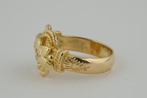 1574 - Surinaams 18 krt geel goud & diamanten mattenklopper ring - herenmodel kopen? Bied vanaf 650!