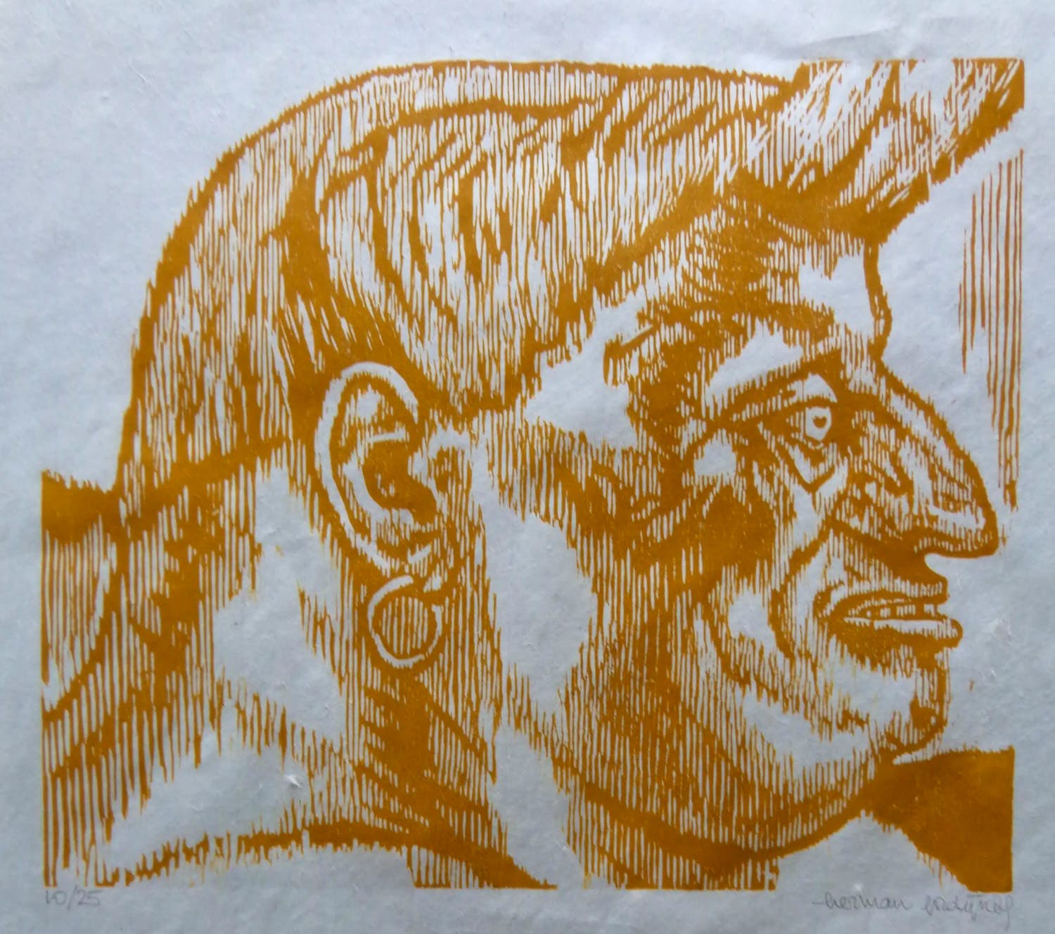 Herman Gordijn - KARAKTERKOP / KLEURHOUTSNEDE / 66x51cm / SIG / 1989 kopen? Bied vanaf 20!