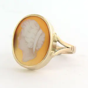 Gele (BWG) ring met cameo - 3.0 gram - ringmaat 17 (53) kopen? Bied vanaf 155!