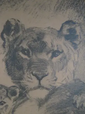 Cornelis Jan Mension - Leeuwin met welpen. kopen? Bied vanaf 30!