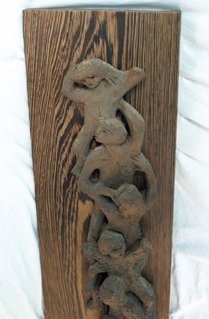 Klaas Pijlman - Chamotte / Aardewerk op paneel , Levensboom - ca. 1970 kopen? Bied vanaf 40!