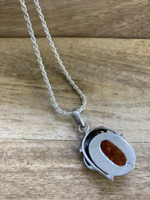 Zilveren hanger met barnsteen inclusief koord collier kopen? Bied vanaf 29!