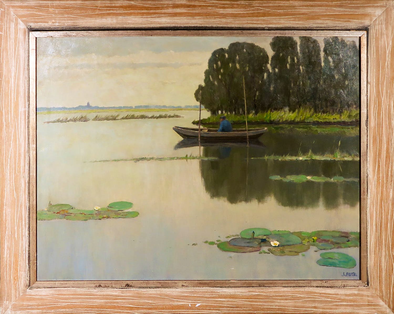 Johan P. Aerts - Olieverf op doek, Vissertje op de Loosdrechtse plas kopen? Bied vanaf 200!