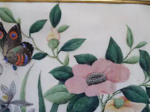 Niet of onleesbaar gesigneerd - Vlinder in bloemenpartij kopen? Bied vanaf 1!