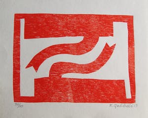 Klaas Gubbels - houtdruk 'Gespiegeld' - 2013 - oplage 40 ex. kopen? Bied vanaf 295!