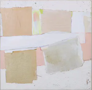 Helma Dietz - Collage op paneel, Abstracte compositie in wit en bruin - Ingelijst kopen? Bied vanaf 50!