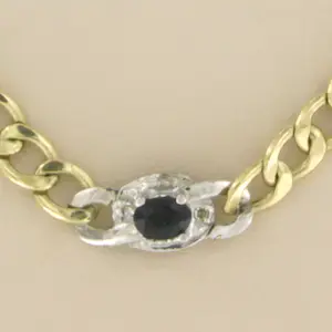 14k bicolour gouden collier met saffier en diamant 0.03 ct - 44 cm kopen? Bied vanaf 340!