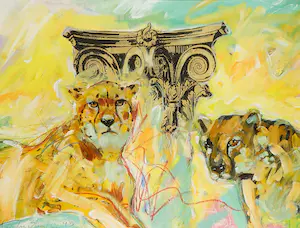 Carlos Blaaker - Acryl op papier, Panters - Ingelijst (Groot) kopen? Bied vanaf 100!