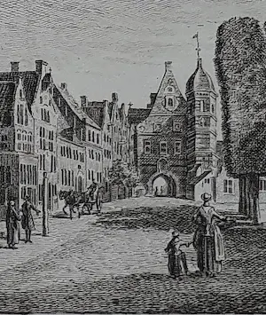 Hendrik Spilman - De Groote Kerkhof te Deventer met de Duin-Poort, ’t Stadhuis en ’t Landshuis kopen? Bied vanaf 25!