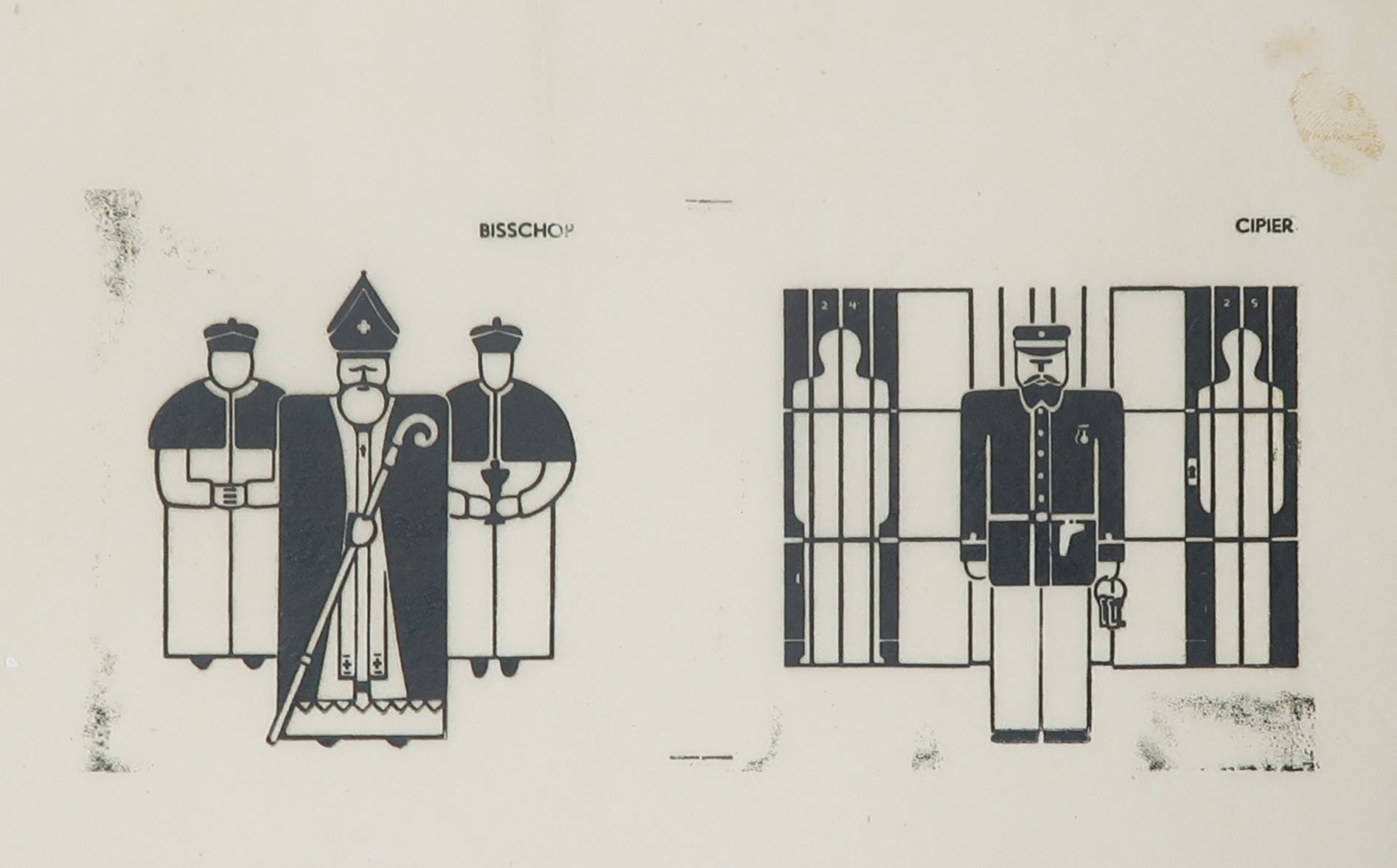 Peter Alma - Houtsnede, Bisschop en Cipier kopen? Bied vanaf 40!