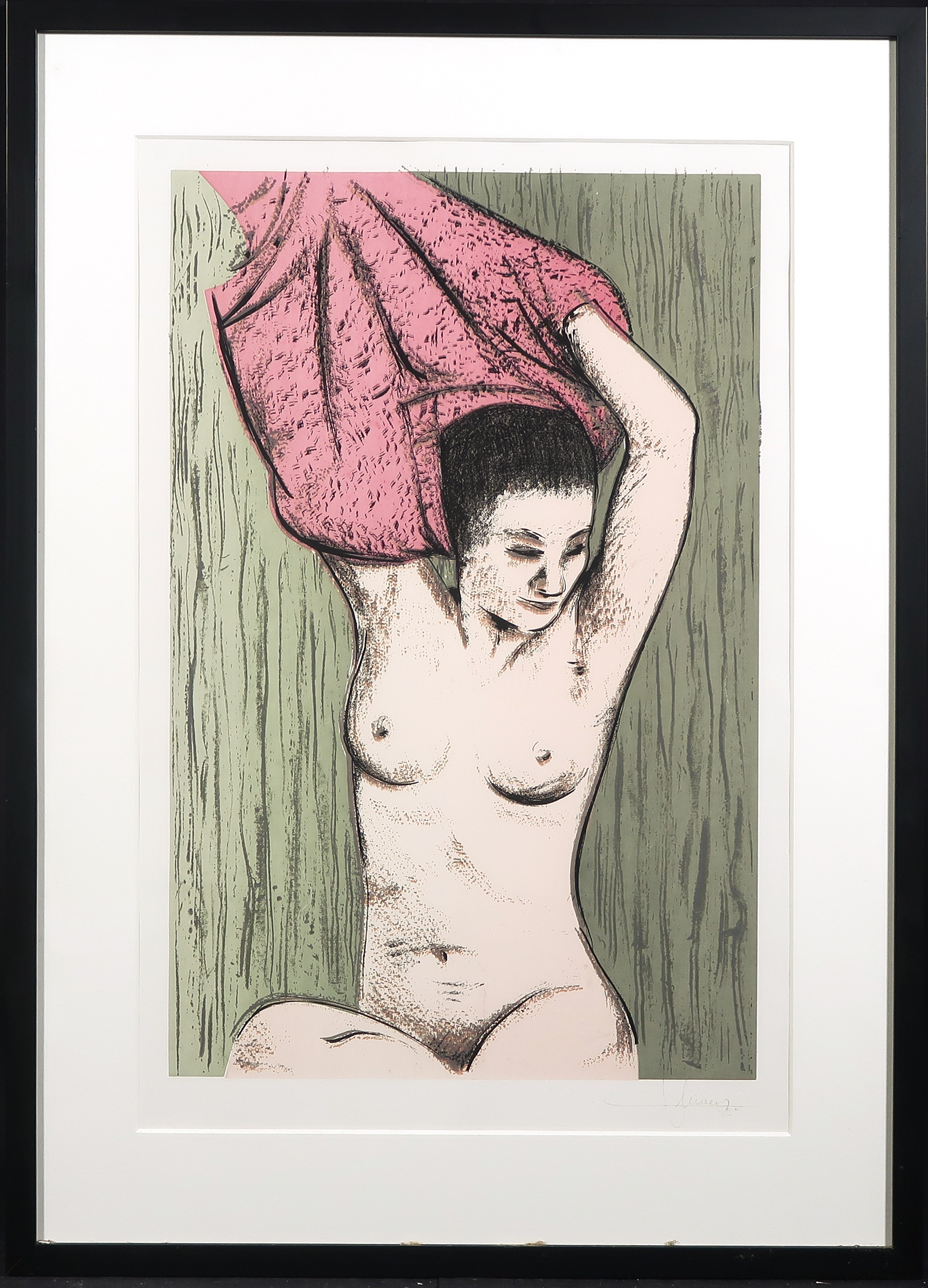 Niet of onleesbaar gesigneerd - Zeefdruk, Vrouwelijk naakt - Ingelijst kopen? Bied vanaf 1!