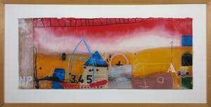 Theo Koster - Zeefdruk en collage, Liggend rood - Ingelijst (Groot) kopen? Bied vanaf 50!