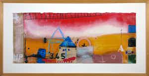 Theo Koster - Zeefdruk en collage, Liggend rood - Ingelijst (Groot) verkocht voor € 50!