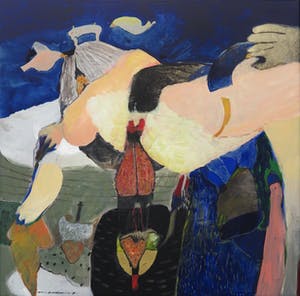 Michel van Overbeeke - Gemengde techniek op doek, Zonder titel - Ingelijst (Groot) kopen? Bied vanaf 1!