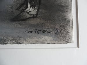 Gerbrand Volger - Houtskool en pastelkrijt op papier. Titel Straatfeest. kopen? Bied vanaf 40!