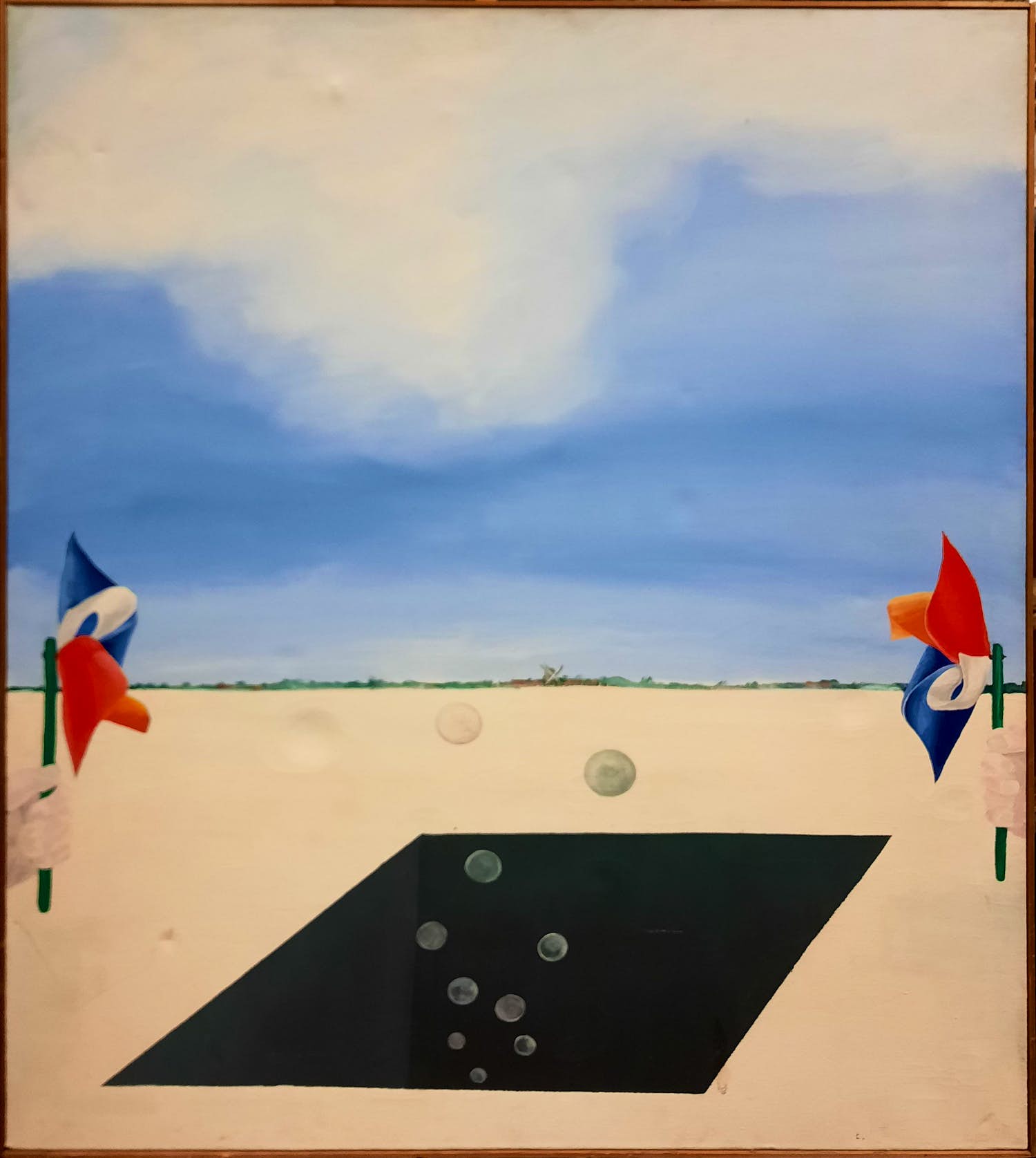 Joop Leyten - schilderij met Windmolens - 238B verkocht voor € 45!