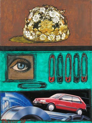 Eleanor Ayiter - Gemengde techniek (o.a. collage) op doek, Zonder titel kopen? Bied vanaf 1!