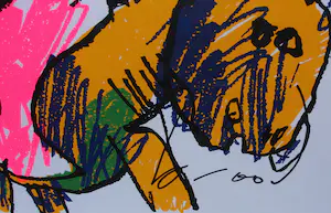 Herman Brood - ingelijste zeefdruk: "Stokpaardje"(prachtige lijst!) kopen? Bied vanaf 450!