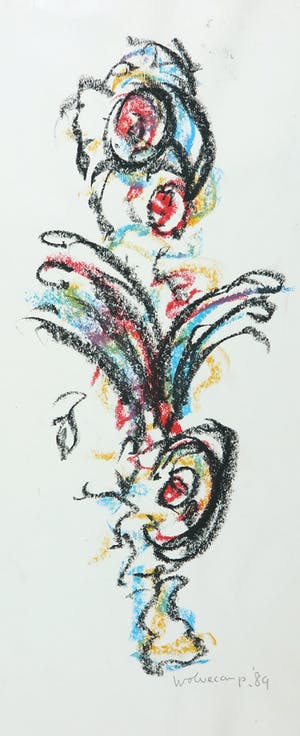 Theo Wolvecamp - Pastelkrijt, Compositie met figuren kopen? Bied vanaf 100!