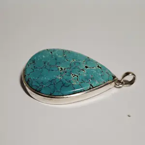 In nieuwstaat Een grote zilver  hanger met Natuurlijke Turkoois Edelsteen kopen? Bied vanaf 85!
