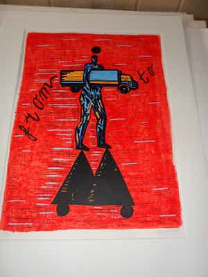 Hans Wap - Zeefdruk. Titel, "From .... to". verkocht voor € 40!