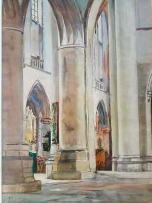 Henri Savrij - Interieur St Bavo kerk Haarlem verkocht voor € 49!
