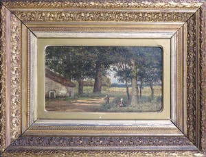 Niet of onleesbaar gesigneerd - Olieverf op doek, Boerenerf - Ingelijst kopen? Bied vanaf 10!