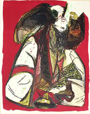 Jacqueline de Jong - zeefdruk - 'Cia Cia Sai' - 1989 verkocht voor € 40!