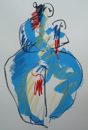Anton Heyboer - Ingelijst , pastel & acryl, “Moeder en kind” – ca. 1980 – 100 x 70 cm kopen? Bied vanaf 125!