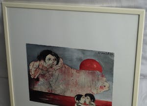 Ans Wortel - Gouache , “Moeder laat me gaan.....” - gesigneerd & ingelijst – 1976 kaufen? Bieten Sie von 350!