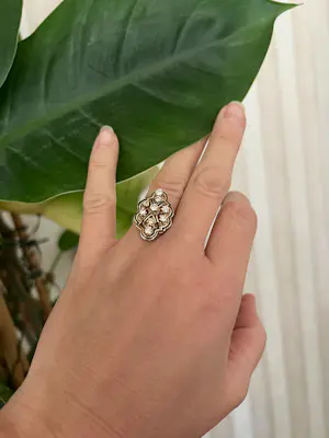 Vintage cocktailring van 14 karaat geelgoud met diamanten kopen? Bied vanaf 750!