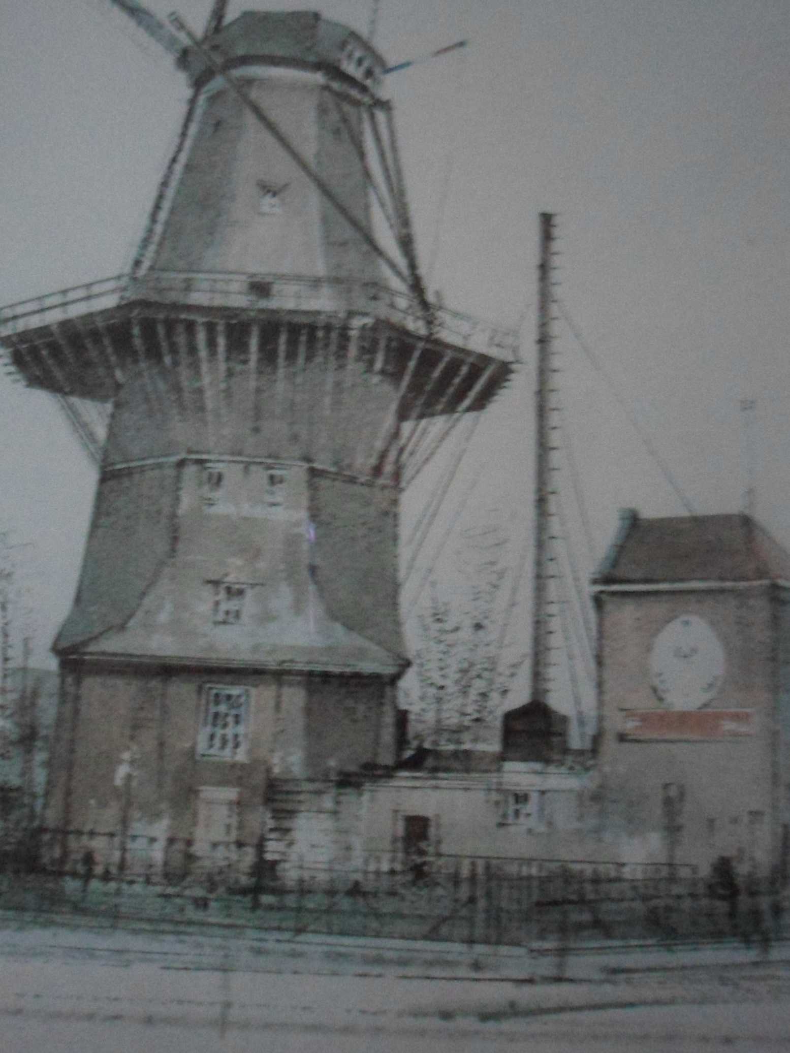 Ciano Siewert - Litho, "Korenmolen te Amsterdam".  kopen? Bied vanaf 20!