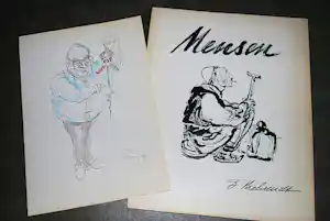 Fritz Behrendt - 24 tekeningen in map (gesigneerd) & originele (onbekende) tekening Helmut Kohl verkauft für € 50!