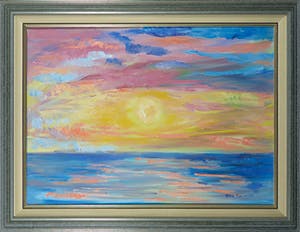 Bitia Rosendor - Acryl op doek, Ondergaande zon - Ingelijst kopen? Bied vanaf 60!