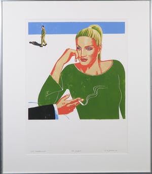 Leon Janssen - Houtsnede, Het gesprek - Ingelijst kopen? Bied vanaf 60!