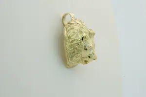 14 - Grote gedetailleerde 14Krt geel-goud Leeuwenkop hanger met diamant kopen? Bied vanaf 960!