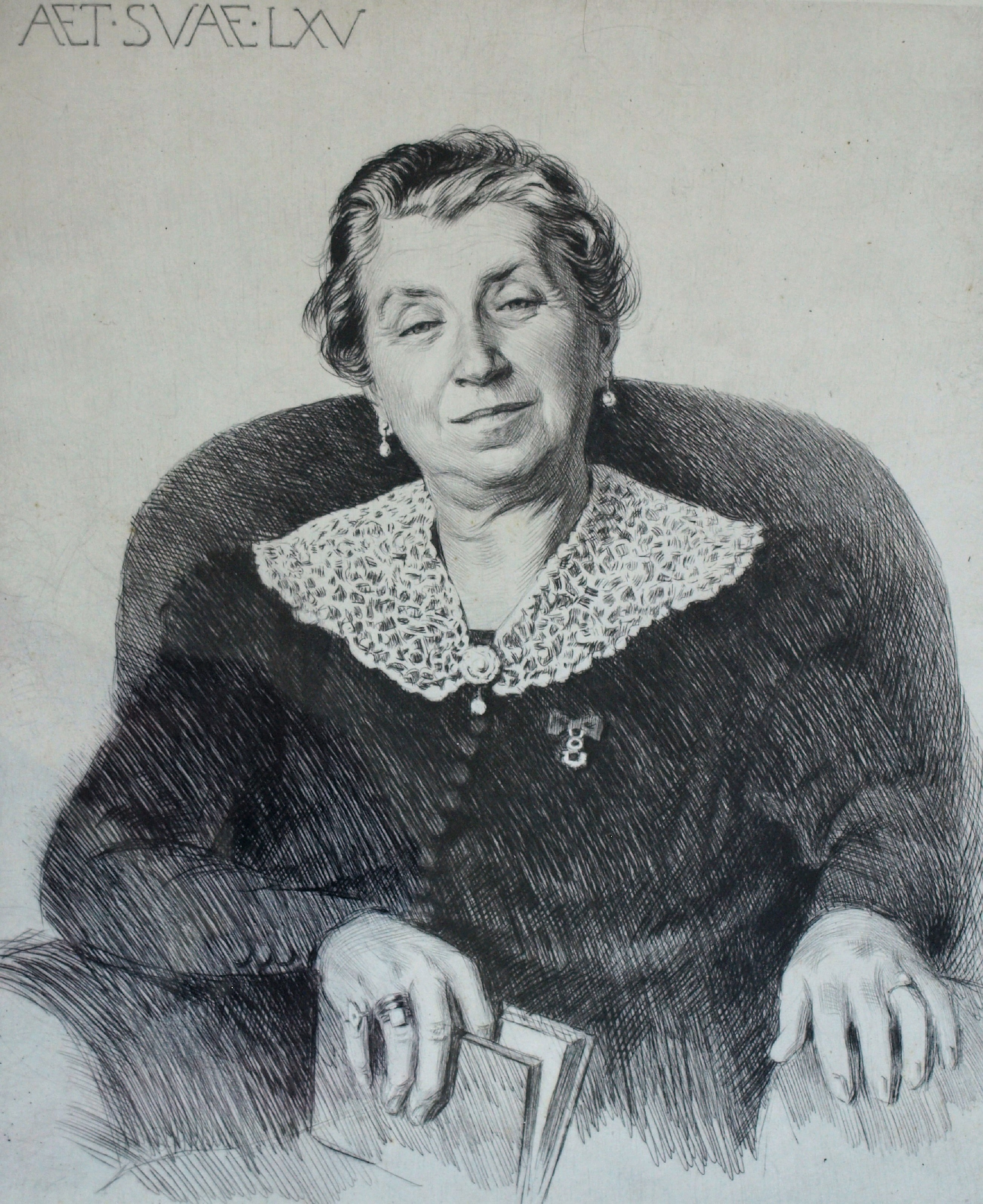 Niet of onleesbaar gesigneerd - Ets , Aet. Suae. LXV – Portret – gesigneerd en ingelijst  kopen? Bied vanaf 1!